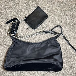 Princess Polly Black Shoulder Bag with Chain Detail